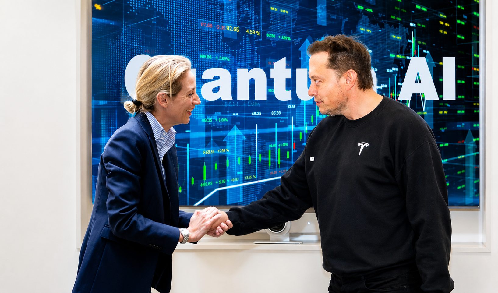 Alice Weidel und Elon Musk schütteln sich die Hand